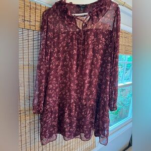 New Look, Grunge Burgundy Floral dress, size 14